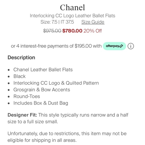 SOLD - Chanel Leather Ballet Flats - Picture 6 of 7